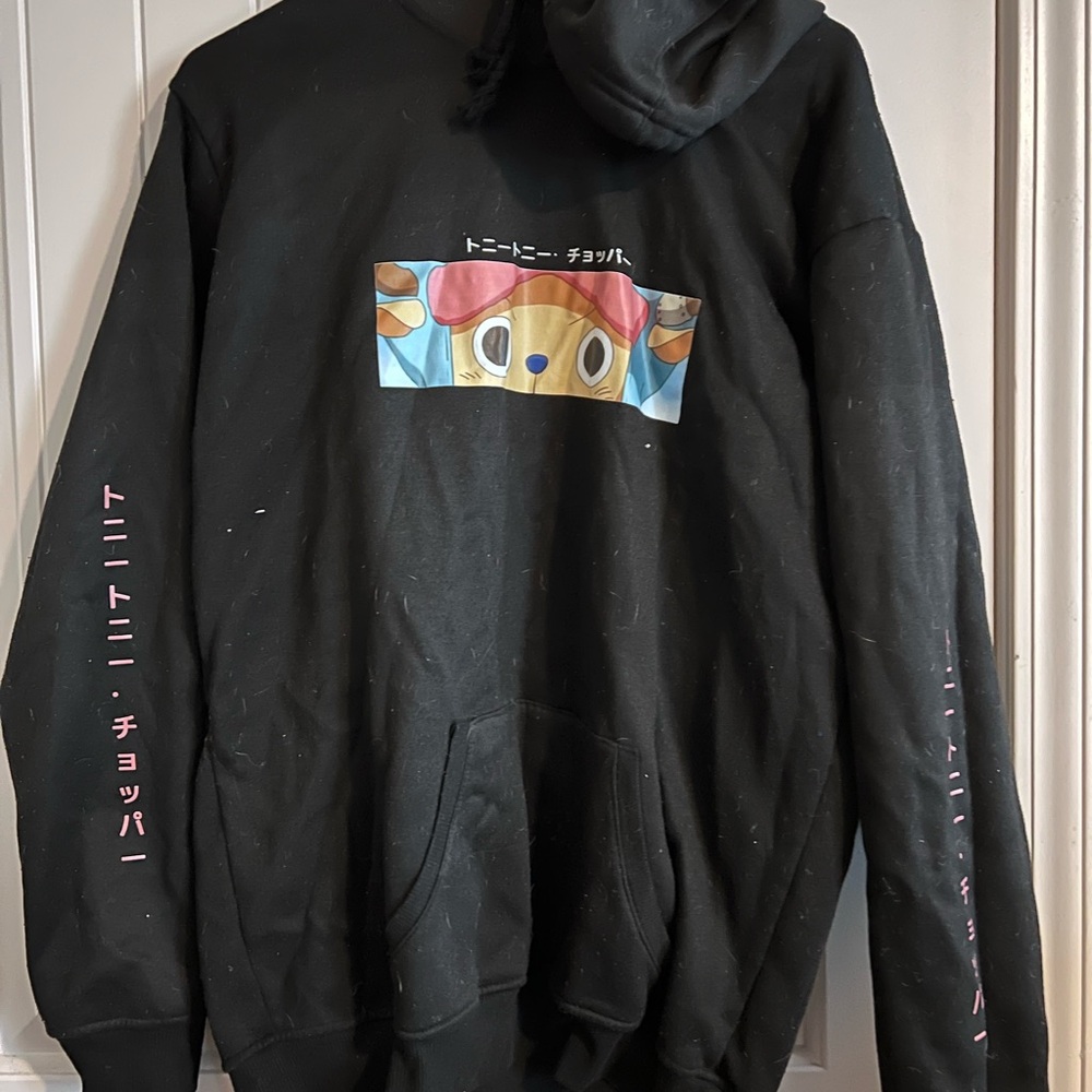 Black Hoodie with Cartoon Graphic